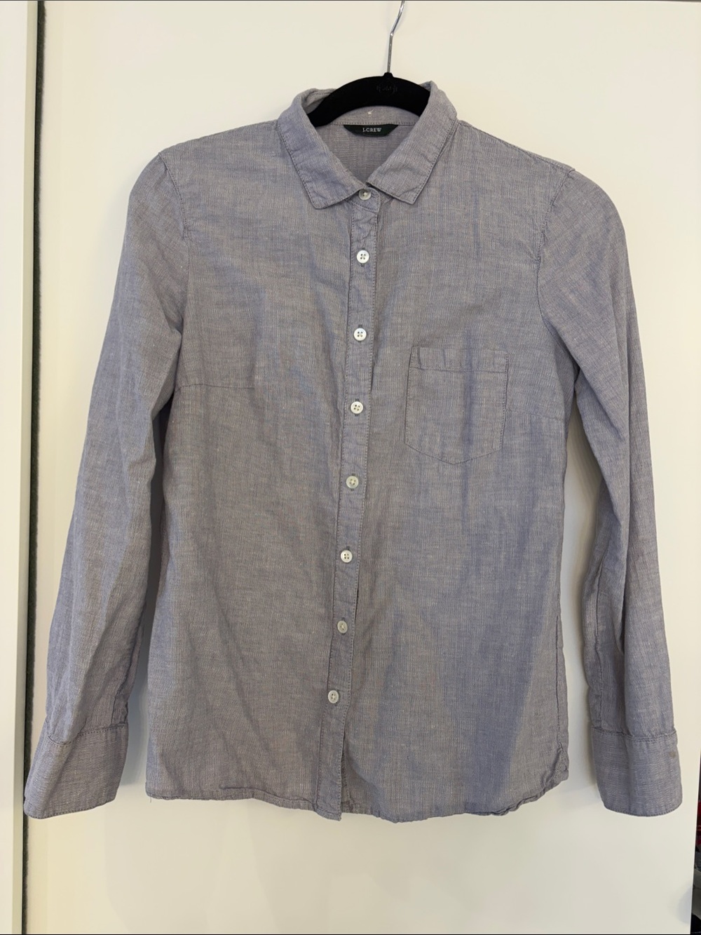 J. Crew 90s Preppy NYC Women’s Heathered Light Blue Button-Down Shirt